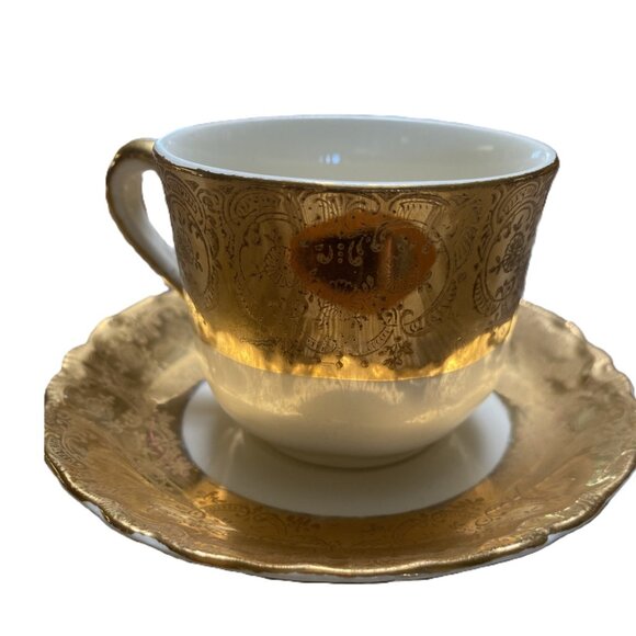 22KT Gold Teacup/Espresso and Saucer, Radisson W.S. George Quality Fine China - Picture 1 of 7